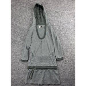 Orage Sweatshirt Dress Women's XS Gray Stripe Hooded Long Sleeve Pockets